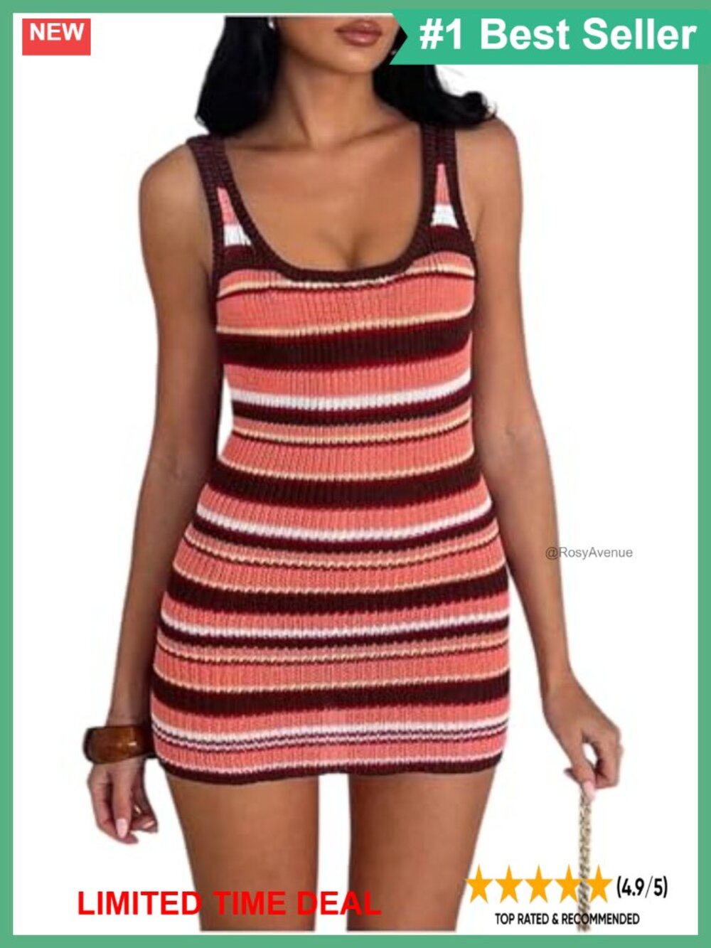 Striped Square Neck Sleeveless Mini Bodycon Tank Dress Beach Coverup